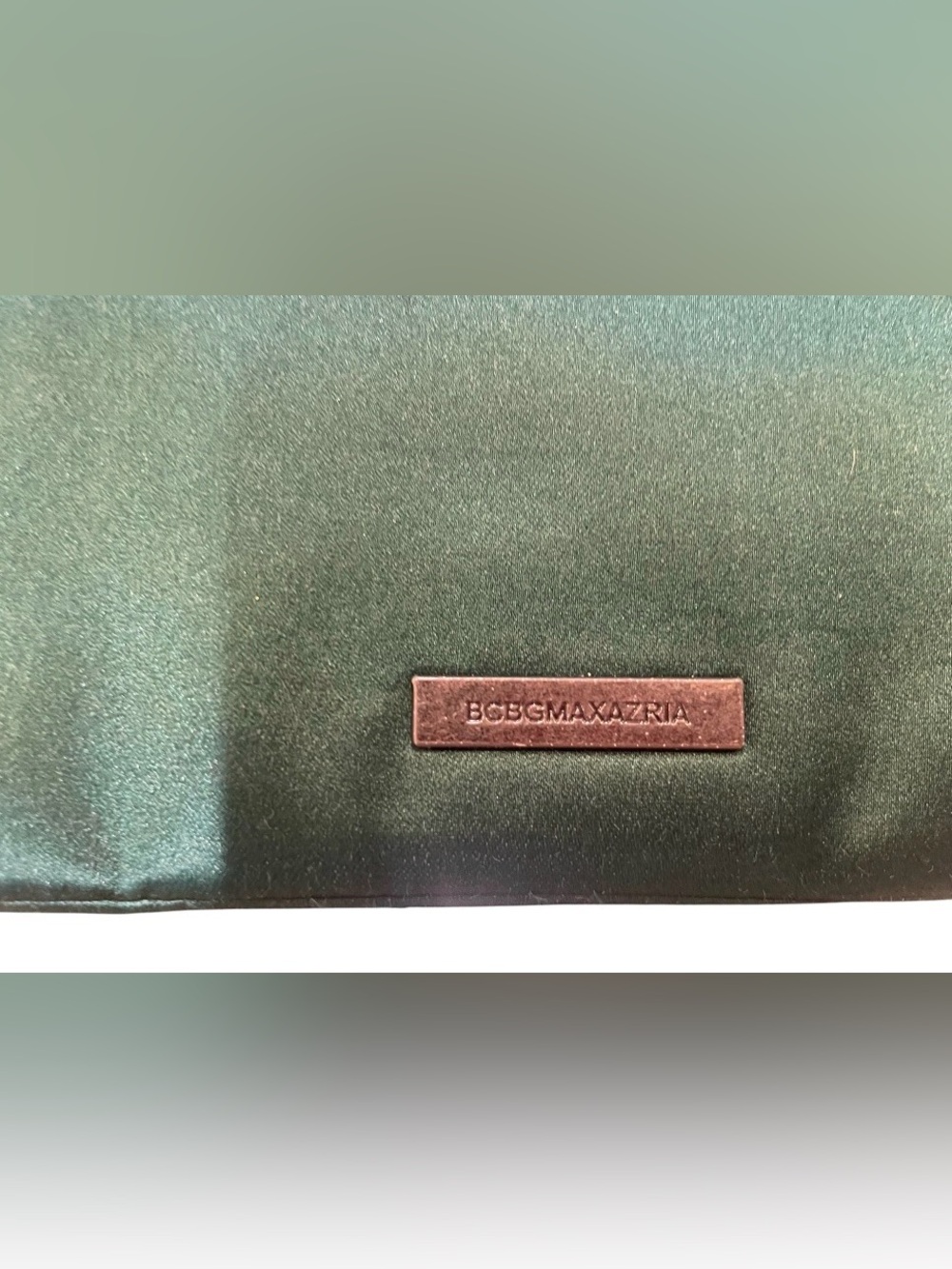 BCBGMAXAZRIA Green Satin & Iridescent Sequin Oversized Clutch - Picture 3 of 6